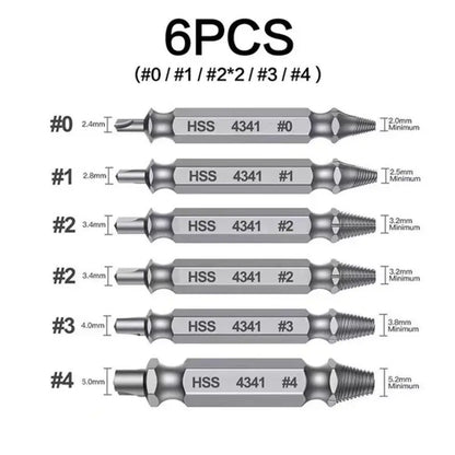 10-Sec Damaged Screw & Bolt Extractor Set – Double-Head HSS 4341 Stripped Fastener Removal Tool