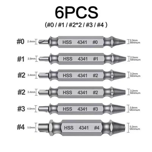 10-Sec Damaged Screw & Bolt Extractor Set – Double-Head HSS 4341 Stripped Fastener Removal Tool