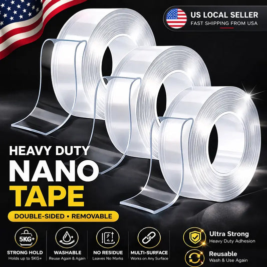 Ultra-Strong Heavy Duty Double-Sided Nano Grip Tape – Washable, Removable & Residue-Free