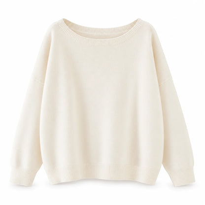 Women's Ultra-Soft Scoop Neck Drop Shoulder Slouchy Knit Sweater