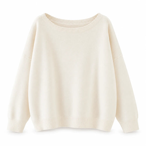 Women's Ultra-Soft Scoop Neck Drop Shoulder Slouchy Knit Sweater