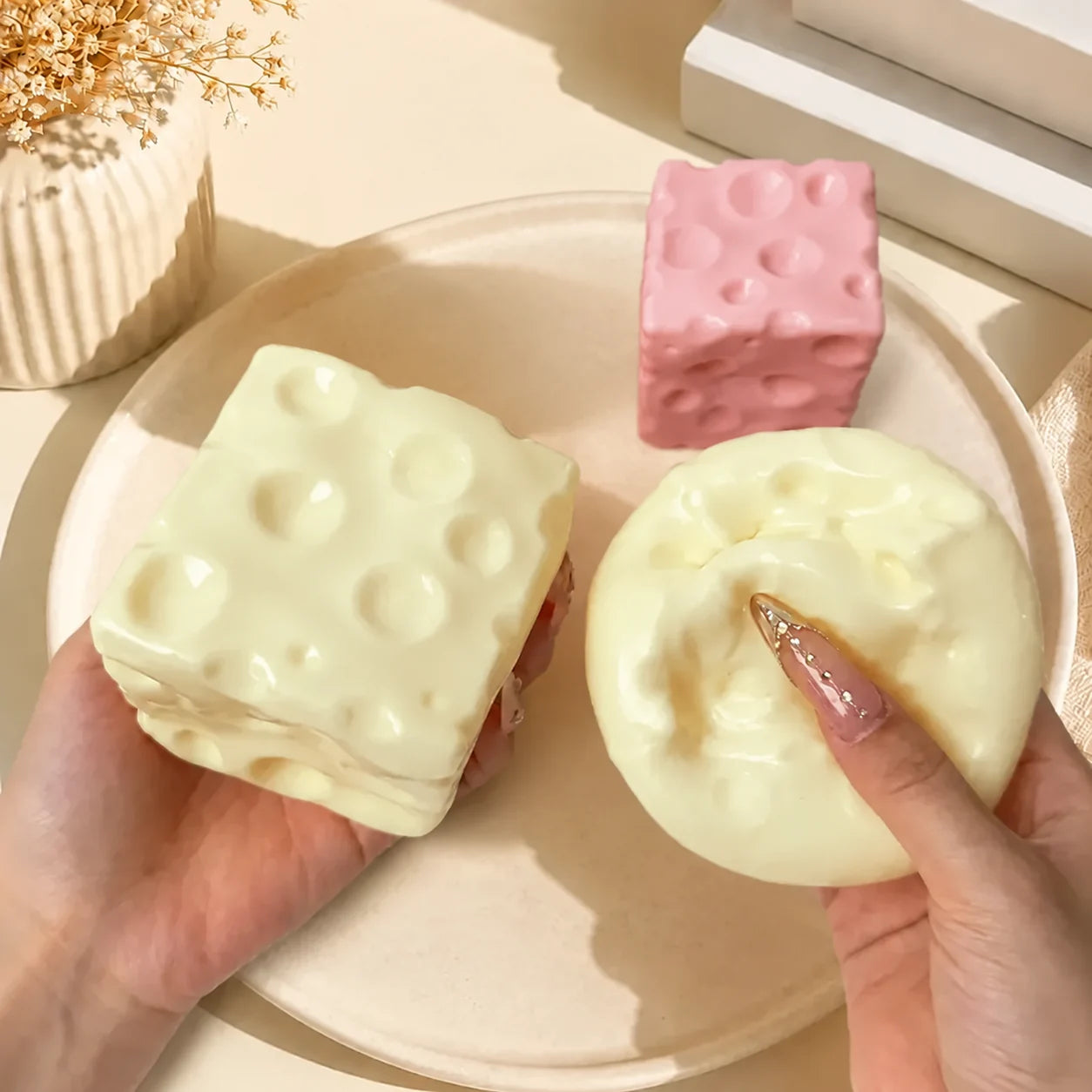 Ultra-Satisfying Moldable Cheese Cube Stress Toy