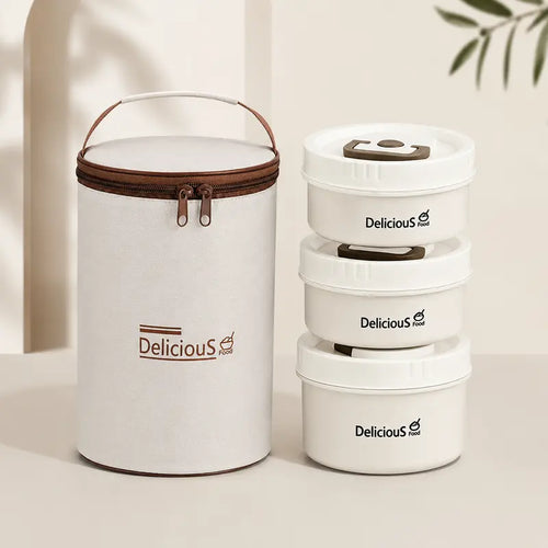 Insulated Stainless Steel Vacuum Lunch Box Set with Thermal Tote Bag