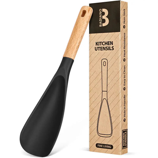Non-Stick Silicone Cooking Spoon With Natural Wood Handle