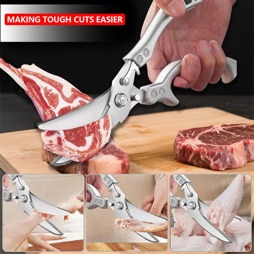 Heavy Duty Poultry Shears - Cuts Bones & Meat Effortlessly