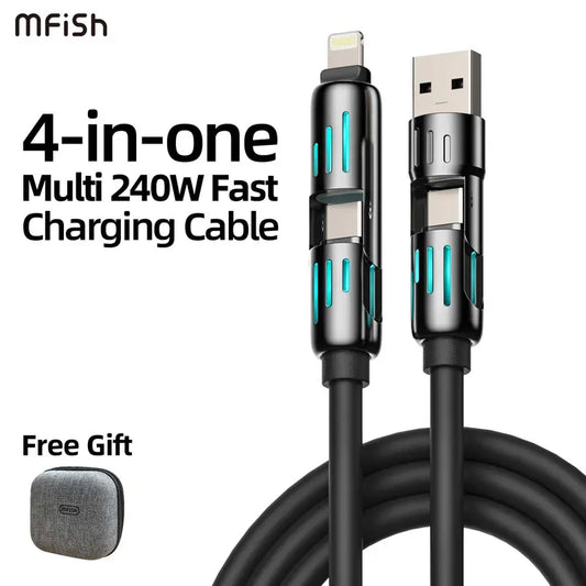 One Cable, All Devices: 240W Ultra-Fast 4-in-1 Charging Charging