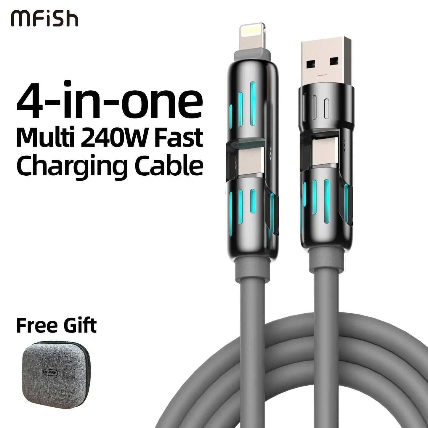 One Cable, All Devices: 240W Ultra-Fast 4-in-1 Charging Charging