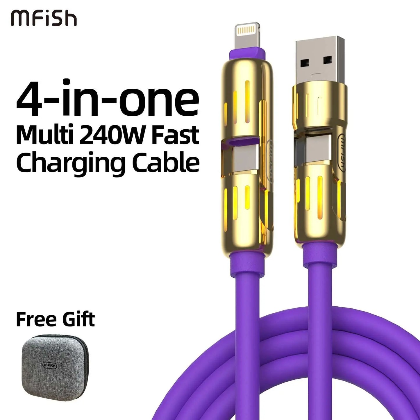 One Cable, All Devices: 240W Ultra-Fast 4-in-1 Charging Charging