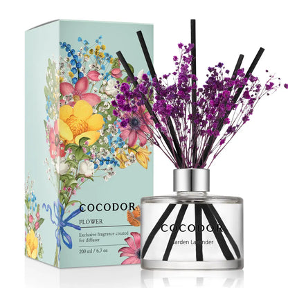 Long-Lasting Botanical Reed Diffuser with Real Preserved Flowers