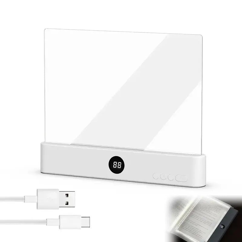 Flat LED Night Reading Light with Smart Timer & Dimmable Eye-Care Panel