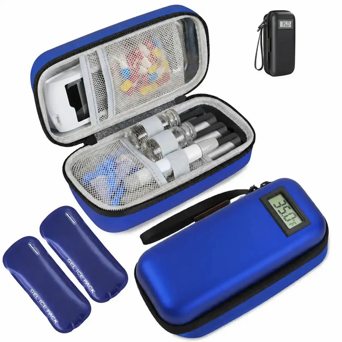 Portable Insulin Cooler Case with Real-Time Digital Temperature Display