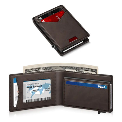 Men's Minimalist Carbon Fiber Pop-Up Wallet with RFID Blocking