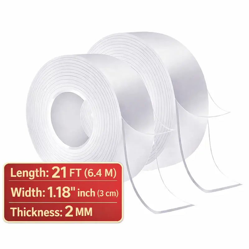 Ultra-Strong Heavy Duty Double-Sided Nano Grip Tape – Washable, Removable & Residue-Free