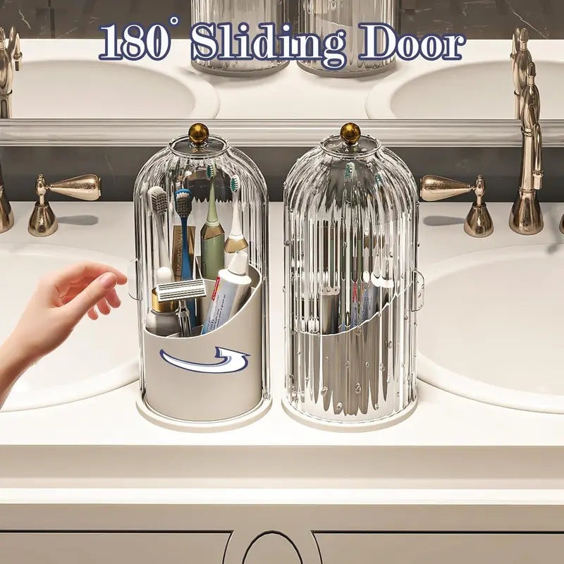 360° Rotating Dustproof Makeup Brush & Vanity Organizer