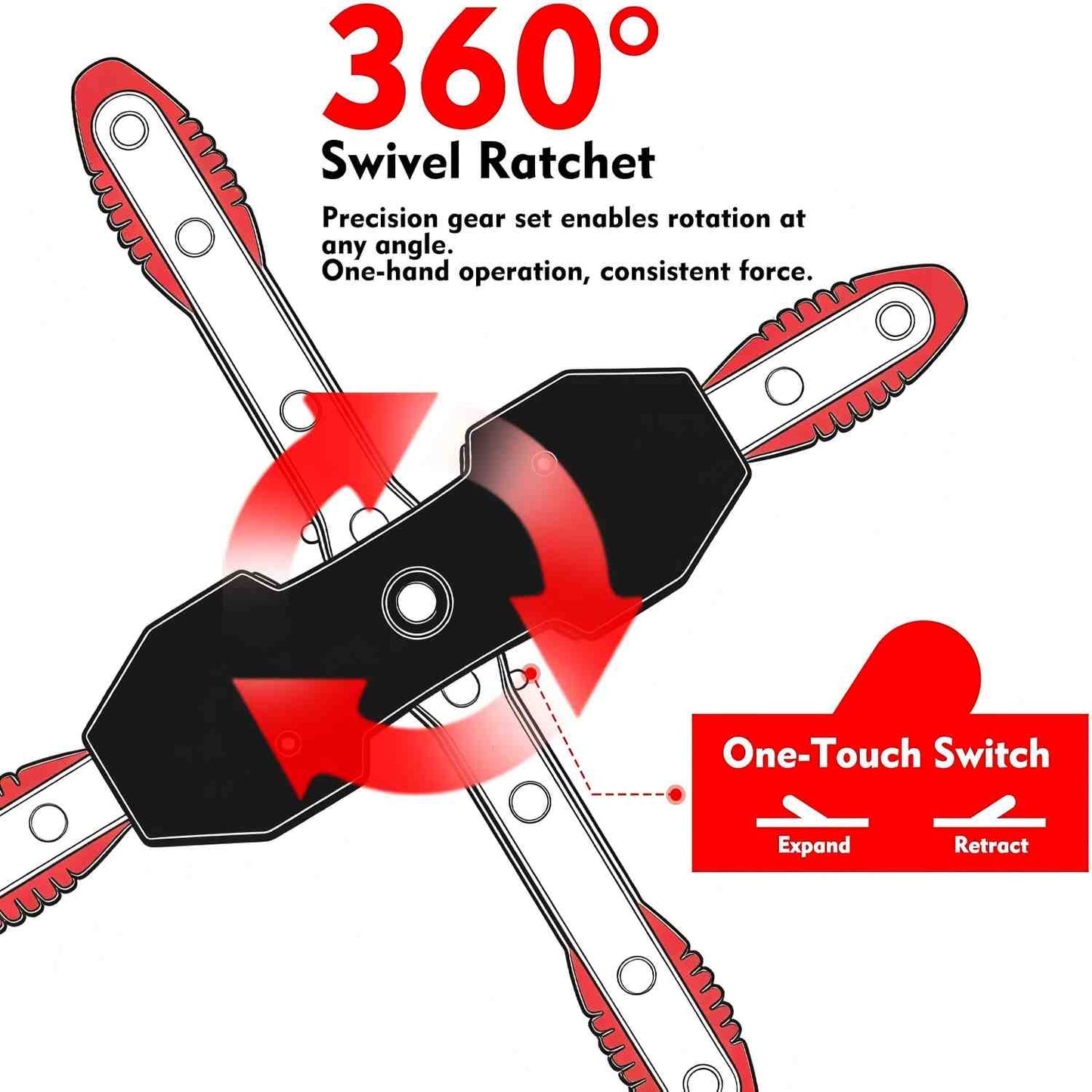 Professional 360° Ratchet Brake Caliper Piston Tool