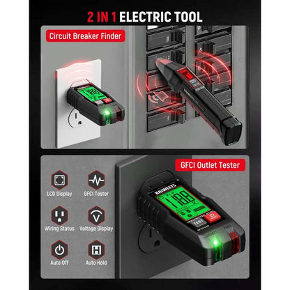 Digital Circuit Breaker Finder & GFCI Socket Tester with Backlit LCD