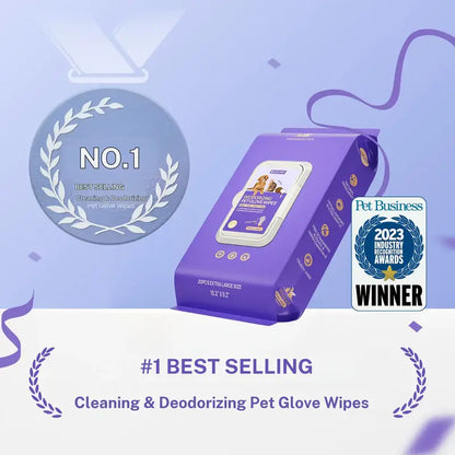 No-Rinse Deodorizing Pet Grooming Glove Wipes