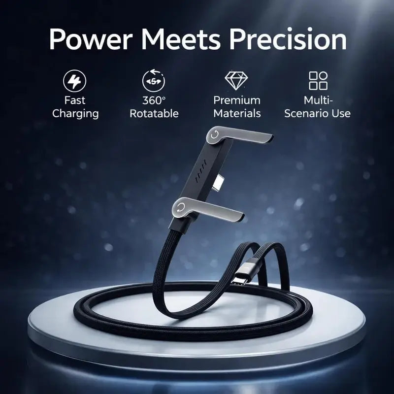 240W Fast Charging Cable with Foldable Phone Stand