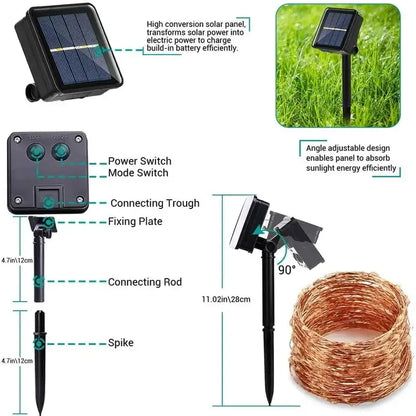Ultra-Bright Solar Outdoor Fairy Lights – IP65 Waterproof & 8 Lighting Modes