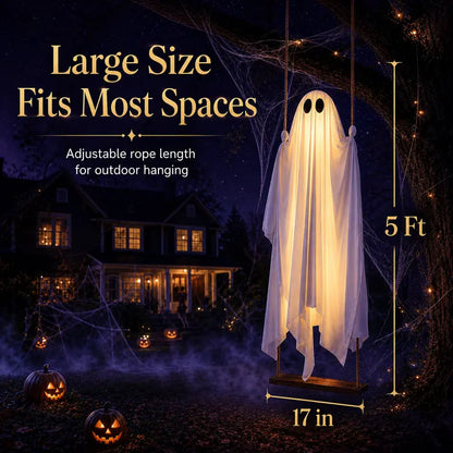 5FT Light-Up Hanging Ghost Swing with Remote Control