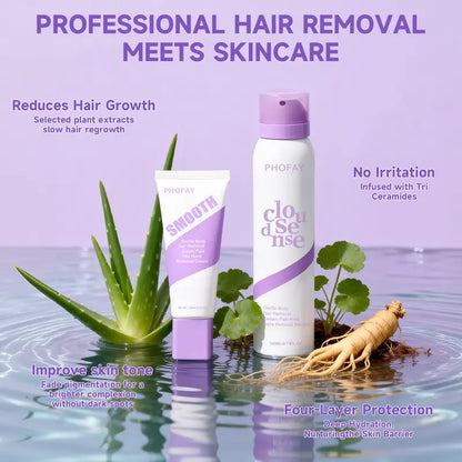 Pain-Free Gentle Hair Removal Spray & Cream Duo for Silky Smooth Skin