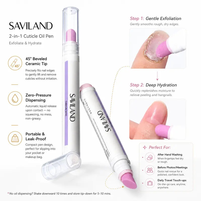 2-in-1 Precision Quartz Cuticle Remover & Nourishing Oil Pen