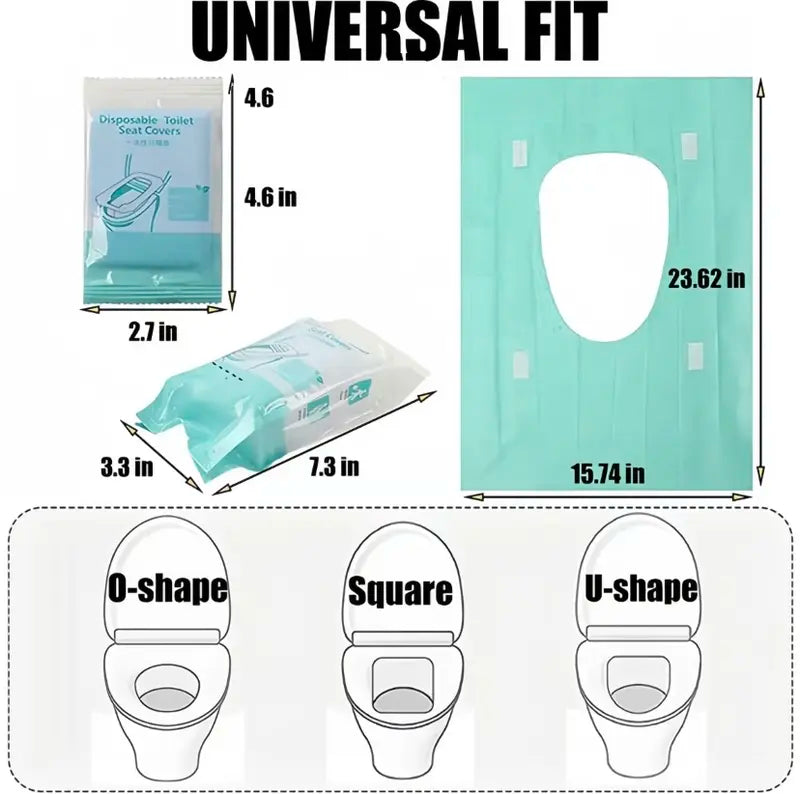 Extra-Thick Waterproof Disposable Toilet Seat Covers - Full Coverage Hygienic Shield for Travel & Public Restrooms