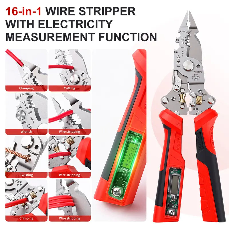 Wire Stripping Pliers - Rechargeable Smart Cutting & Voltage Detection Tool For Safe Electrical Work