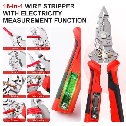 Wire Stripping Pliers - Rechargeable Smart Cutting & Voltage Detection Tool For Safe Electrical Work