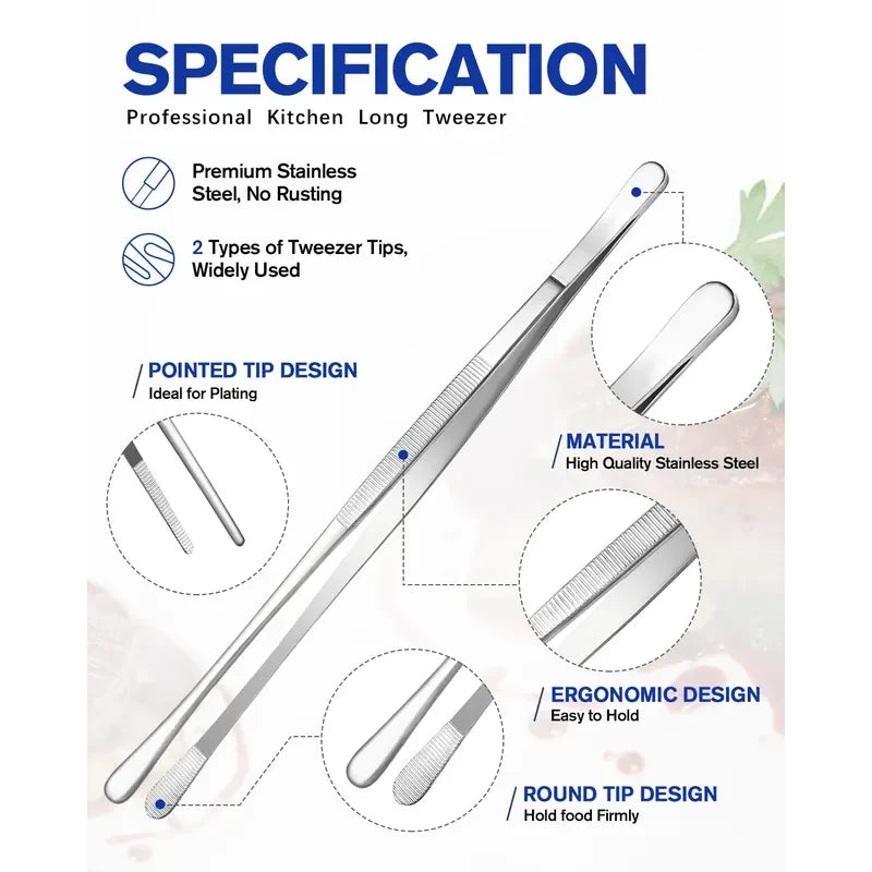 Precision Culinary Tweezer Tongs Set for Effortless Cooking & Plating