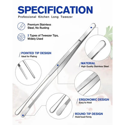 Precision Culinary Tweezer Tongs Set for Effortless Cooking & Plating