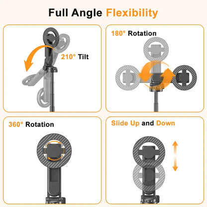 Magnetic 360° Rotatable Selfie Stick Tripod with Wireless Remote & Extendable Stand