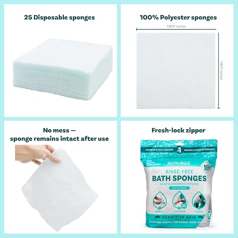 Instant Rinse-Free Bathing Sponges – Clean Anywhere in 1 Minute