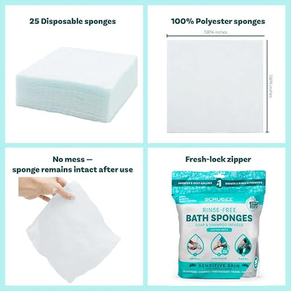 Instant Rinse-Free Bathing Sponges – Clean Anywhere in 1 Minute