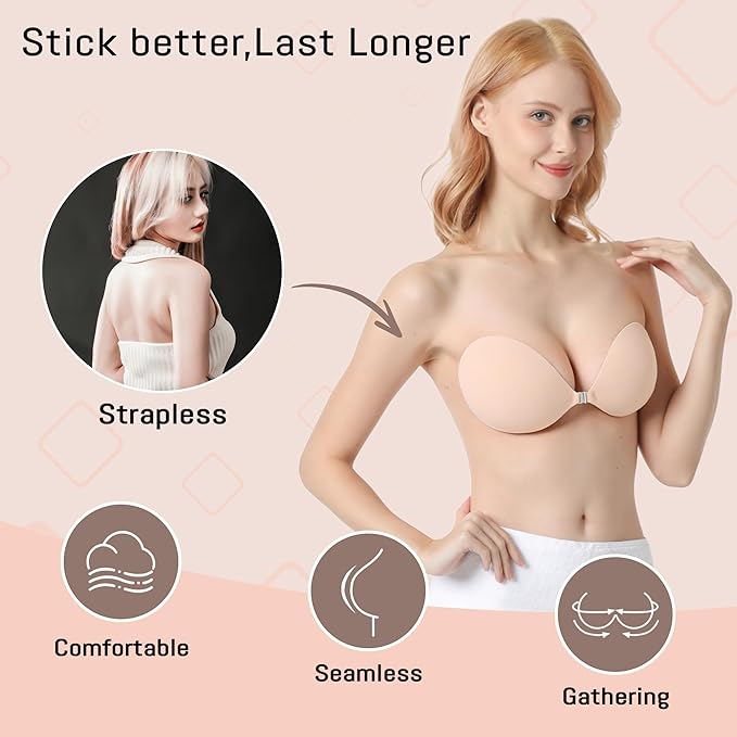 Flaunt Any Outfit with Seamless, Invisible Push-Up Lift Bra!