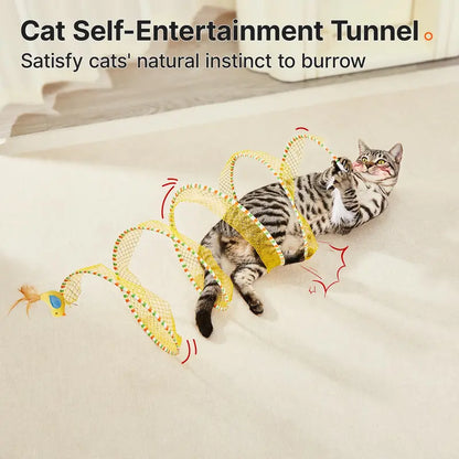 Springy Spiral Cat Tunnel with Feather & Chirping Bird Teaser