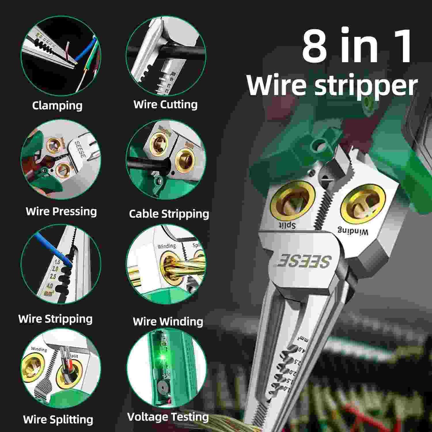 The Ultimate 8-in-1 Wire Stripper Pliers: Strip, Split & Wind Automatically In Seconds!