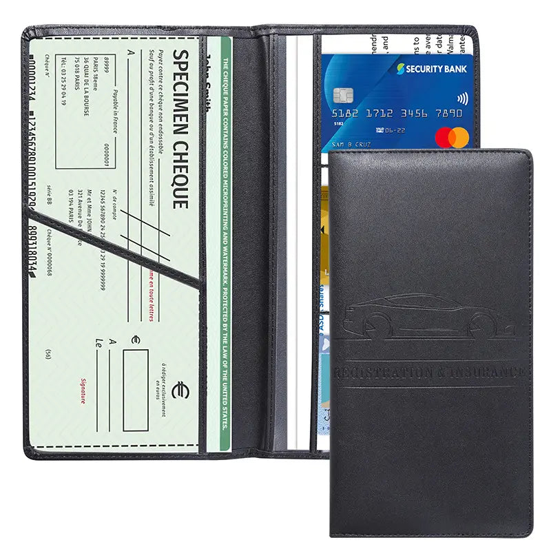 Ultra-Slim Leather Car Registration & Insurance Holder Wallet
