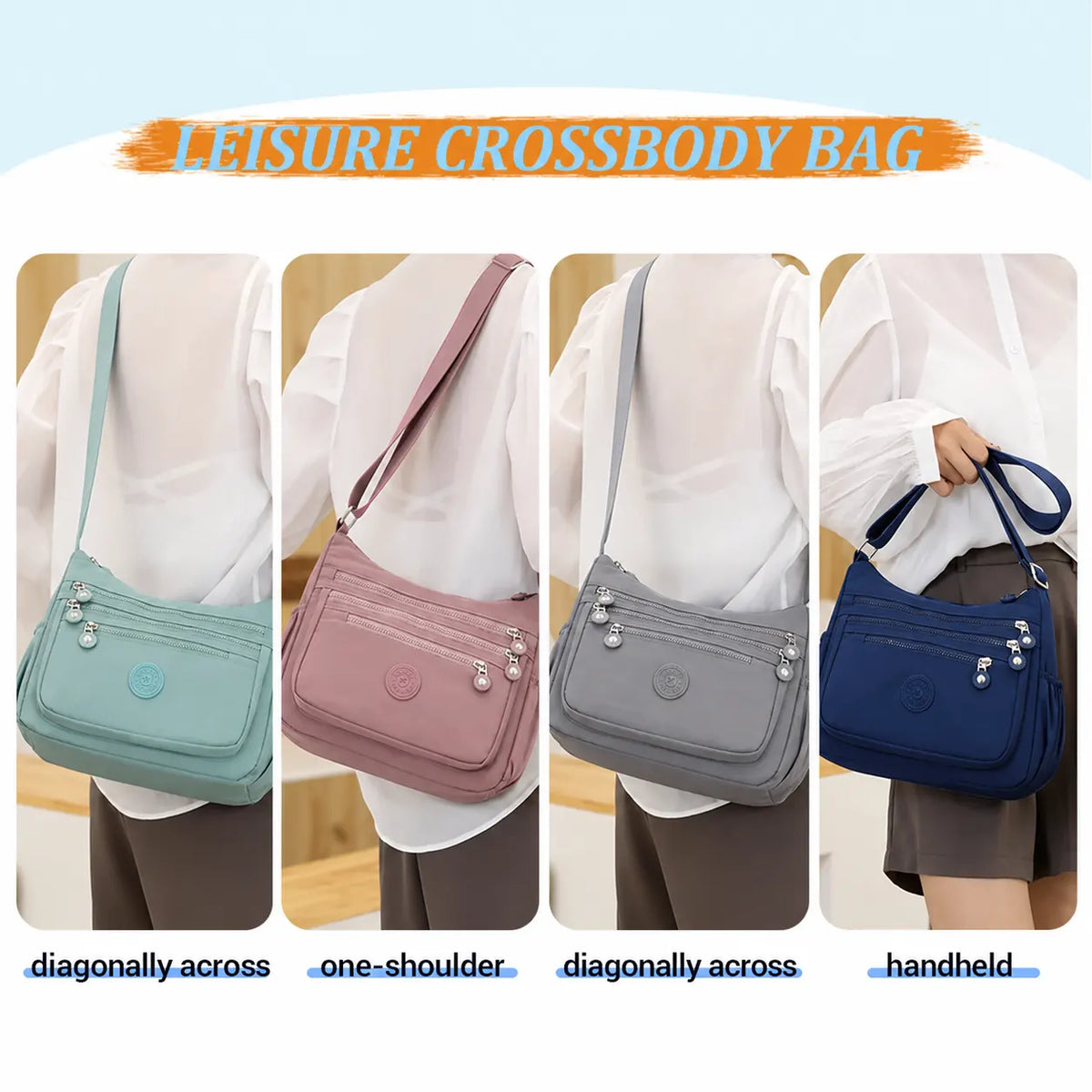 Waterproof Multi-Pocket Crossbody Bag with Ultra-Light Everyday Capacity