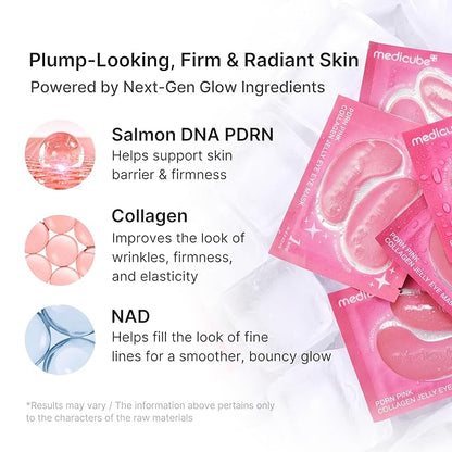 🎁 BUY 1 GET 1 FREE - PDRN Pink Collagen Jelly Hydrogel Eye Patch for Firm & Glowing Skin