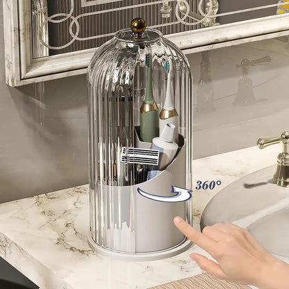 360° Rotating Dustproof Makeup Brush & Vanity Organizer