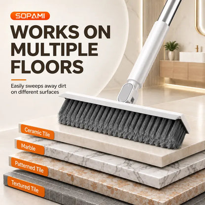 180° Rotating Gap & Crevice Floor Scrub Brush with Squeegee