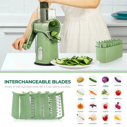 5-in-1 Rotary Vegetable Slicer & Cheese Grater – Fast, Safe, Effortless Prep