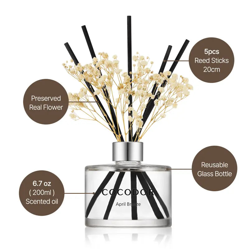 Long-Lasting Botanical Reed Diffuser with Real Preserved Flowers