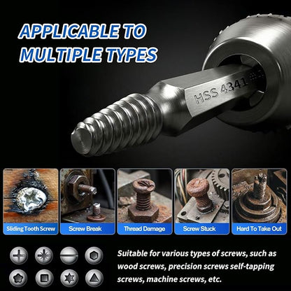 10-Sec Damaged Screw & Bolt Extractor Set – Double-Head HSS 4341 Stripped Fastener Removal Tool