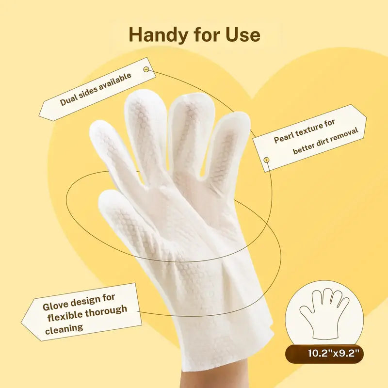 No-Rinse Deodorizing Pet Grooming Glove Wipes