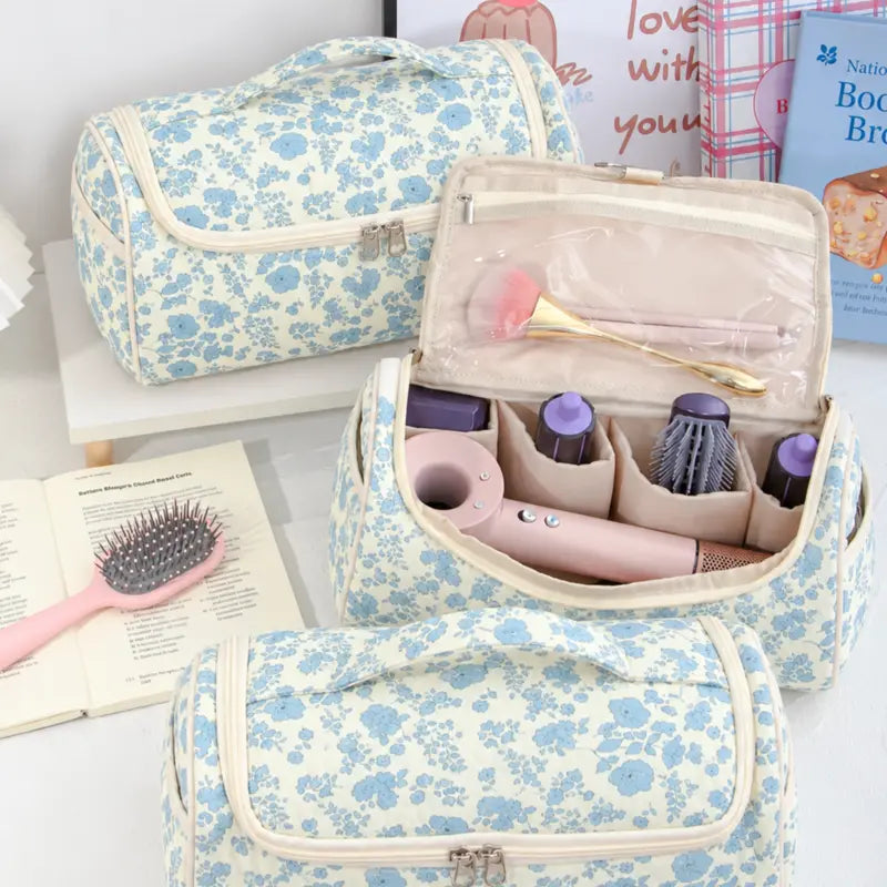 All-in-One Quilted Travel Case for Hair Tools & Cosmetics