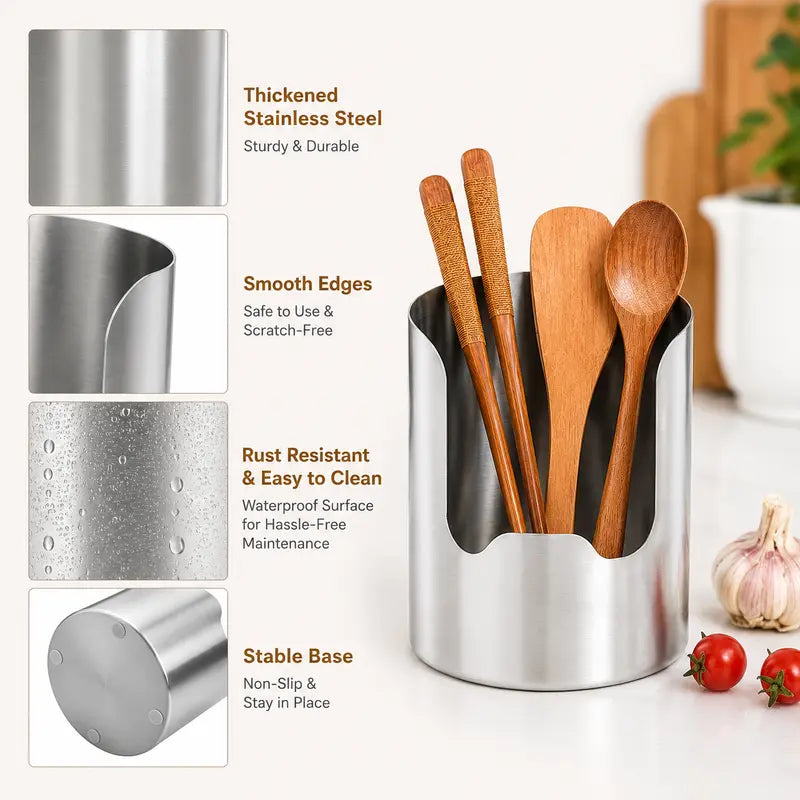 Heavy-Duty Stainless Steel Utensil Holder – Open Front Access
