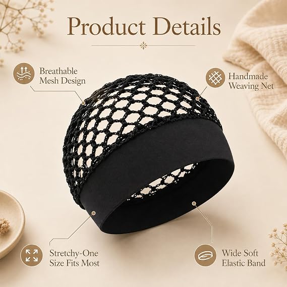 Wide-Band Crochet Mesh Hair Net for Sleeping & Silk Press Protection