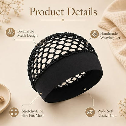 Wide-Band Crochet Mesh Hair Net for Sleeping & Silk Press Protection